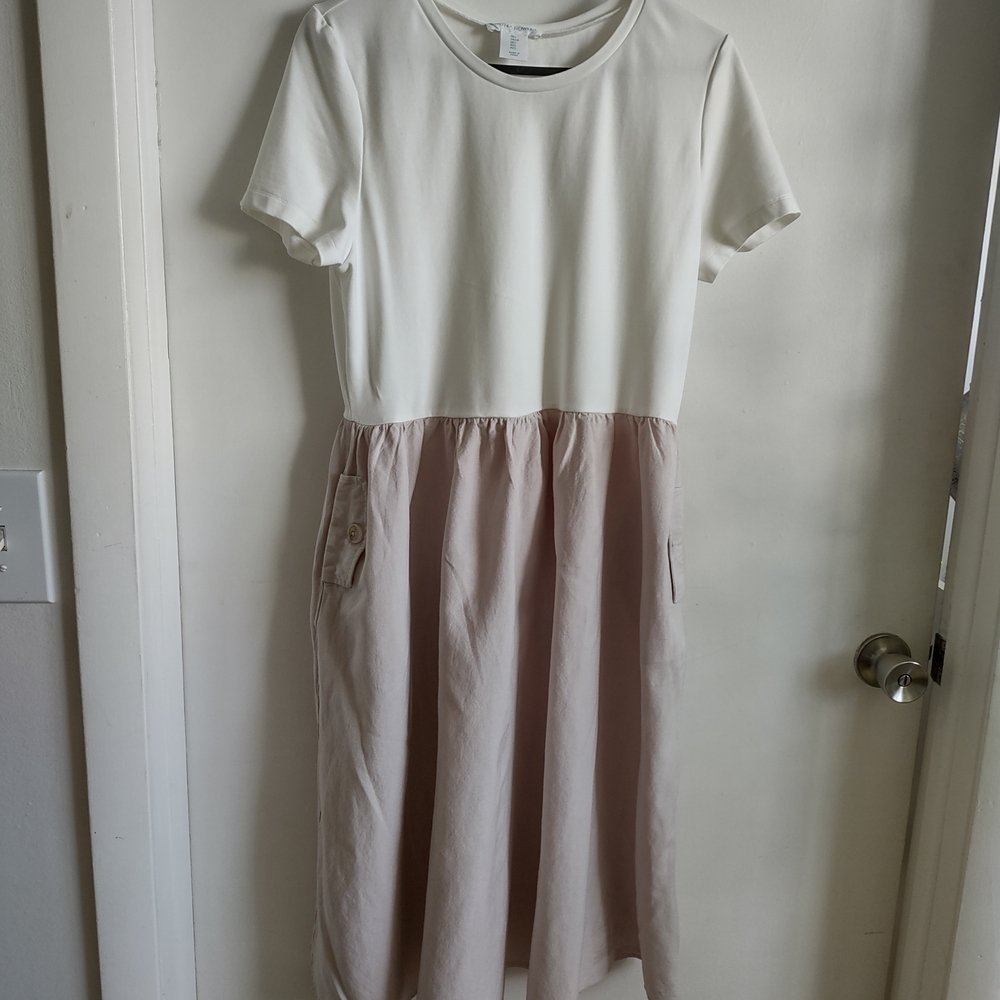 Cynthia Rowley Cream and Pink Midi Dress